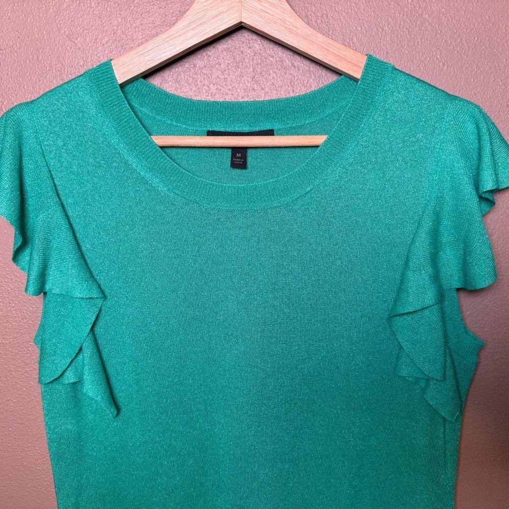 Banana Republic Sleeveless Ruffle Sweater Short Sleeve Green Top Size Medium - Picture 4 of 15